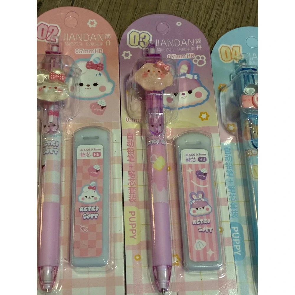Jiandan Kawaii Mechanical Pencil Lead Set 0.7mm HB Pastel Bunny Bear 3pk